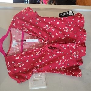 Multi flower red top